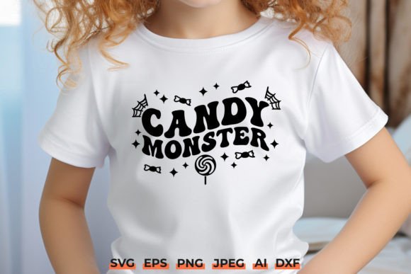 Candy Monster Retro Groovy Halloween SVG Graphics and Crafts