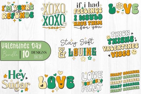 Retro Valentine’s Day SVG Bundle Retro Graphics for Crafts